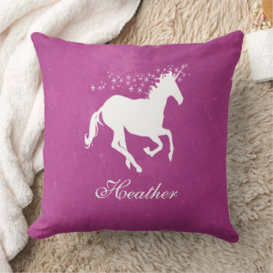 Magenta Unicorn Personalised Throw Pillow