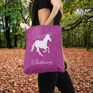 Magenta Unicorn Personalised Tote Bag