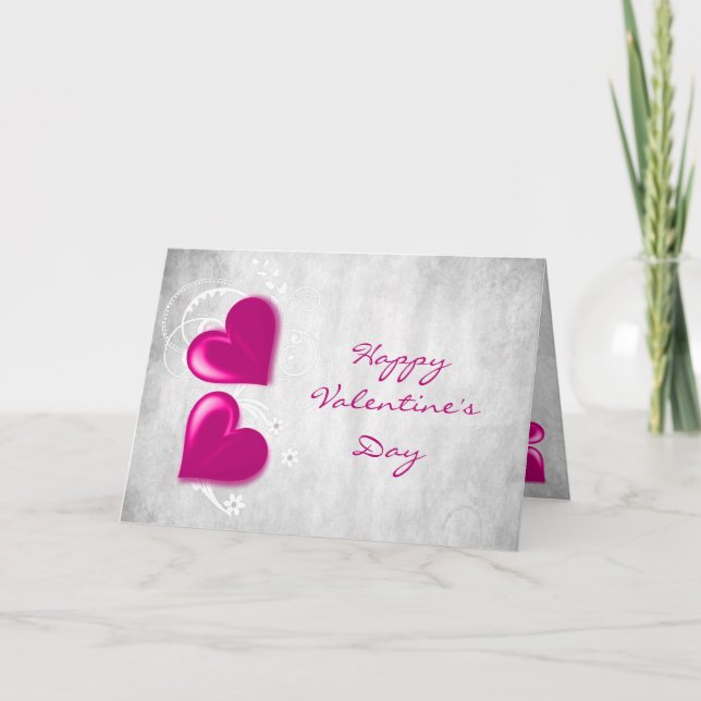 Magenta Valentine Hearts Greeting Card (Front)