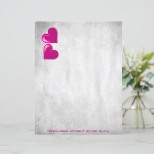Magenta Valentine Hearts Personalised Paper Sheet