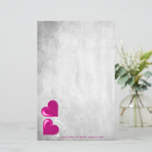Magenta Valentine Hearts Personalised Stationery