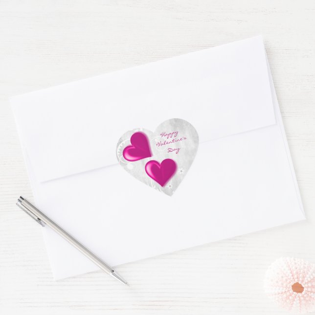 Magenta Valentine Hearts Sticker (Envelope)