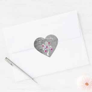 Magenta Valentine Hearts Tree Sticker