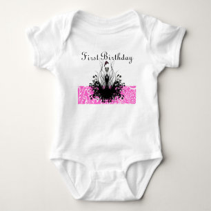 Magenta Vintage Dress Fashion Diva 1st Birthday Baby Bodysuit
