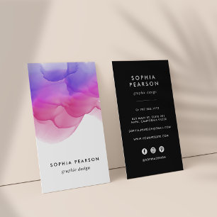 Magenta Watercolor Blot Vertical Social Media Business Card