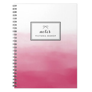 Magenta Watercolor Ombre Personalised Notebook