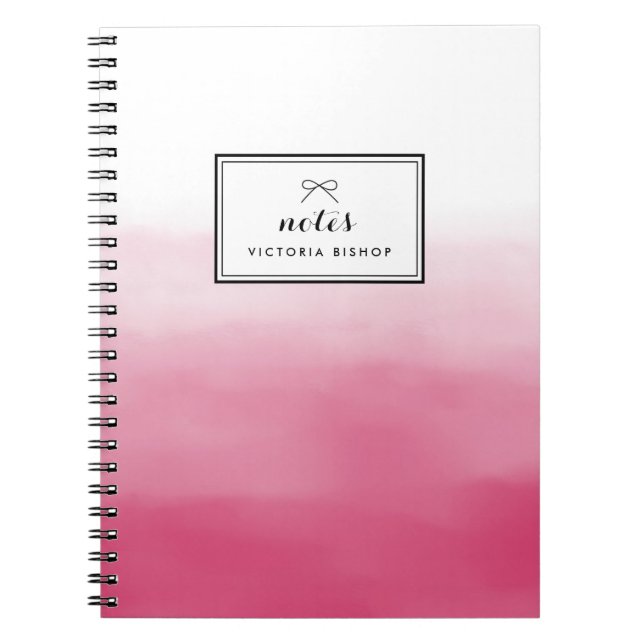 Magenta Watercolor Ombre Personalised Notebook (Front)