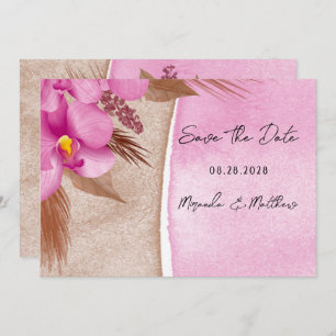 Magenta Watercolor Orchids Save The Date Invitation