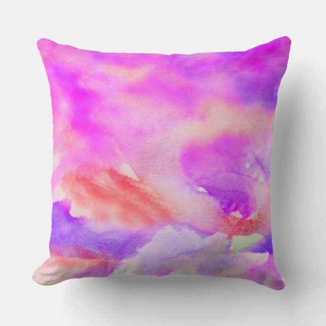 MAGENTA WATERCOLOR Retro DESIGN Throw Pillow (Front)