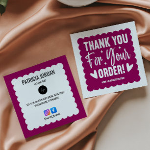 Magenta Wave Order Thank you LOGO Social Icon  Square Business Card