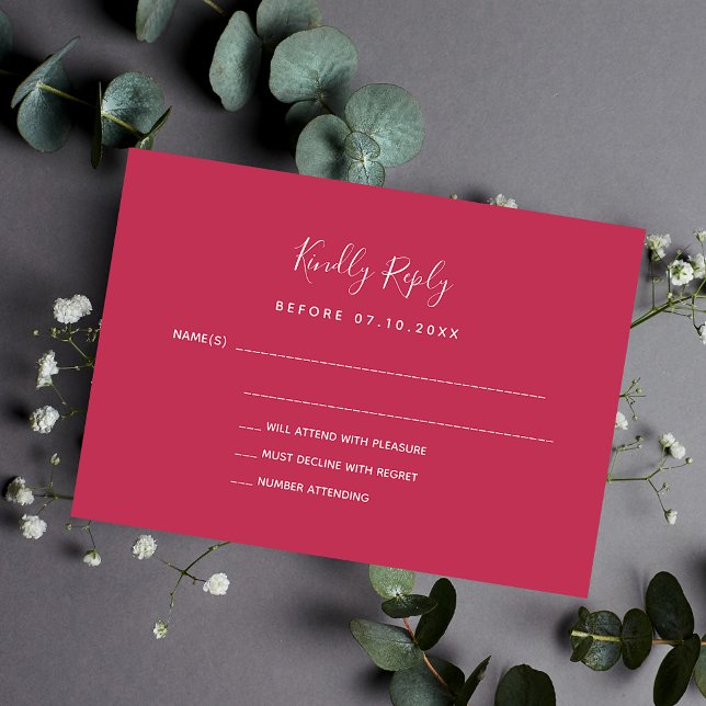 Magenta wedding response RSVP Card (Creator Uploaded)