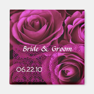 MAGENTA  Wedding Rose Bouquet with Lace Magnet