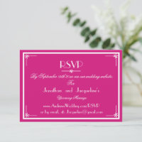 Magenta Wedding Simple White Script Names WS RSVP