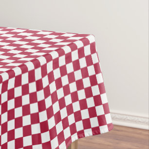 Magenta White Chequered Pattern Home Party Decor Tablecloth