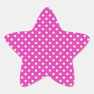 Magenta, White Polka Dots Star Sticker