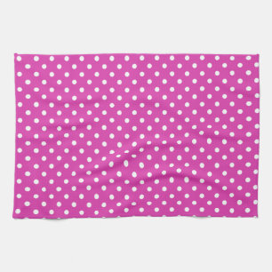 Magenta, White Polka Dots Tea Towel