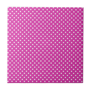 Magenta, White Polka Dots Tile