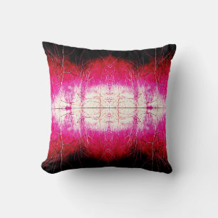 Magenta White Red Black Symmetrical Art Abstract Cushion