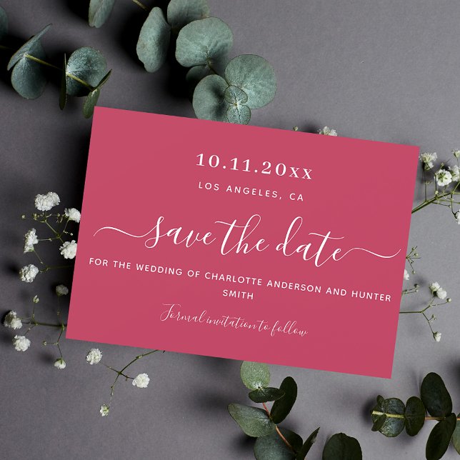 Magenta white wedding save the date (Creator Uploaded)