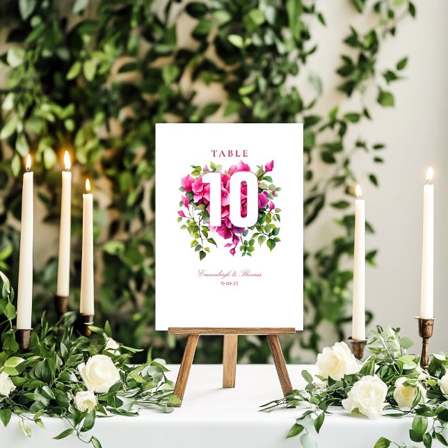 Magenta Wild Rose Wedding  Table Number (Creator Uploaded)