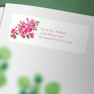 Magenta Wild Roses Return Address Label