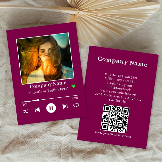 Magenta Wine Album Cover Photo QR Code Business Card (Creator Uploaded)