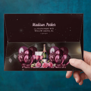 Magenta Wine Floral Adult Birthday Envelope