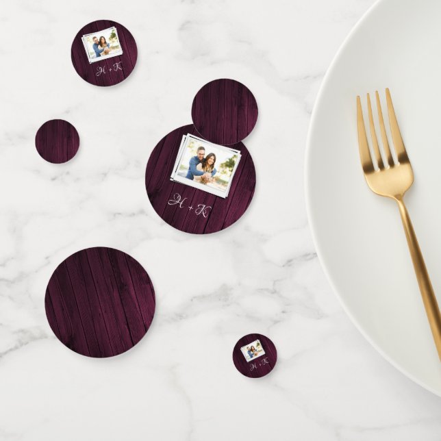 Magenta Wooden Photo Bridal Shower Confetti (Group)