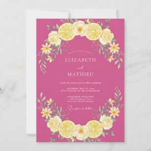 Magenta Zesty Citrus Summer Wedding Invitation