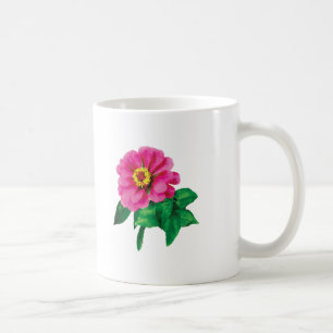 Magenta Zinnia With Leaves Coffee Mug