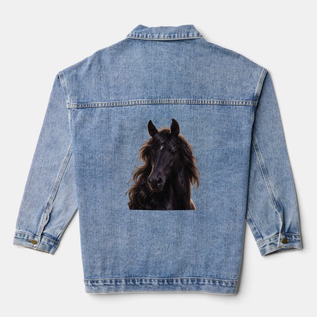 Magestic black stallion denim jacket (Back)