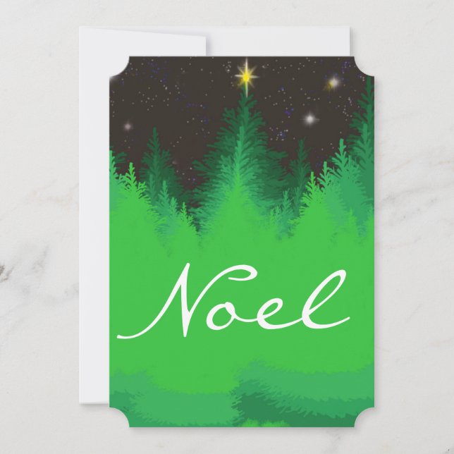 Magestic christmas pine trees starry night card (Front)