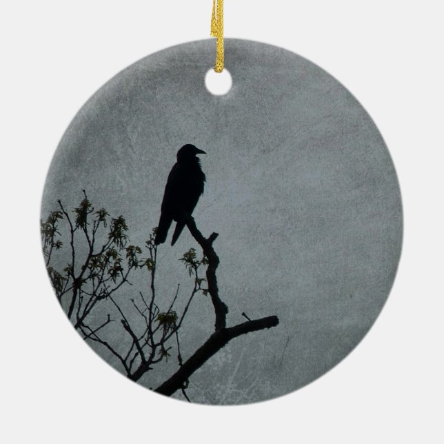 Magestic Crow Ceramic Tree Decoration (Back)