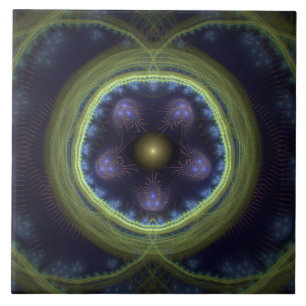 Magestic fractal green blue mystical pattern ceramic tile