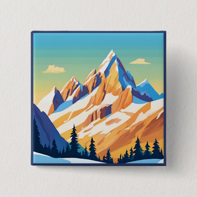 Magestic Mountains 15 Cm Square Badge (Front)