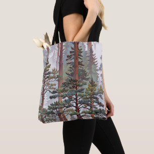 Magestic pine trees forest – Serene forest artwork Tote Bag