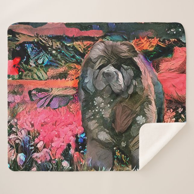 MAGGIE black chow  SHERPA BLANKET 3 sizes (Front (Horizontal))