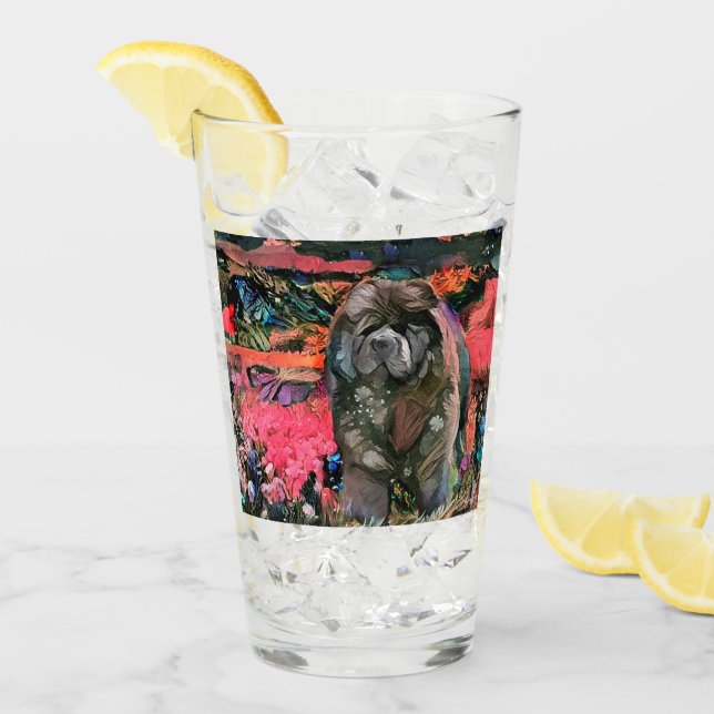 MAGGIE the chow 16 oz glass-design front & back Glass (Front Ice)