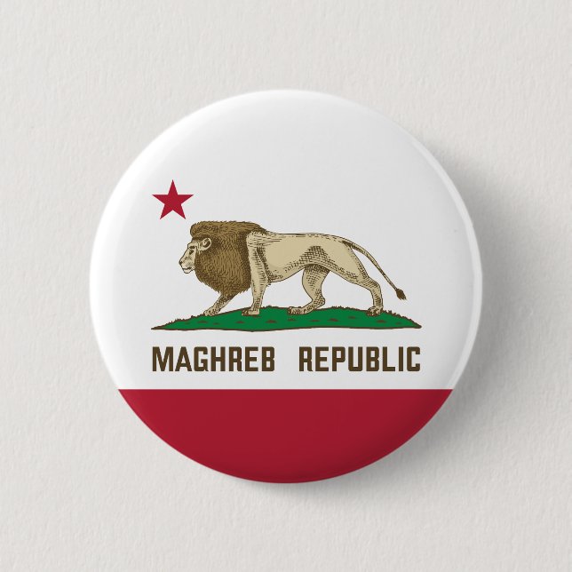 Maghreb Republic Lion Flag Berber Pride 6 Cm Round Badge (Front)