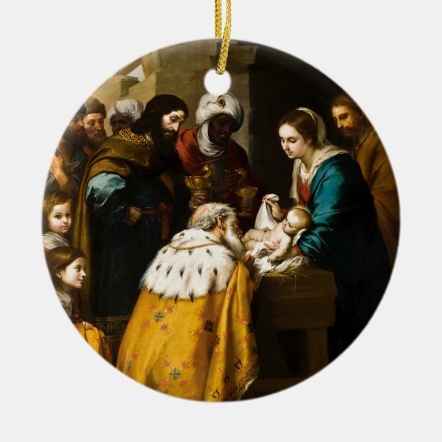 Magi Present Jesus Gifts Ceramic Ornament (Front)