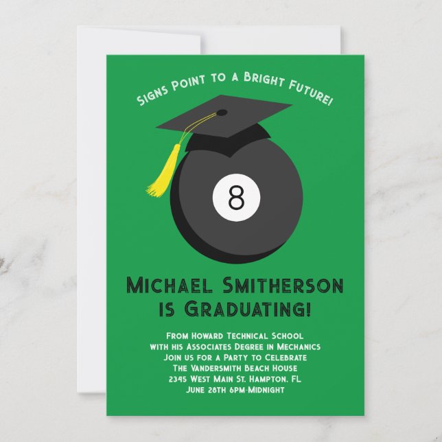 Magic 8 Ball Pool Graduation Party Invitation (Front)
