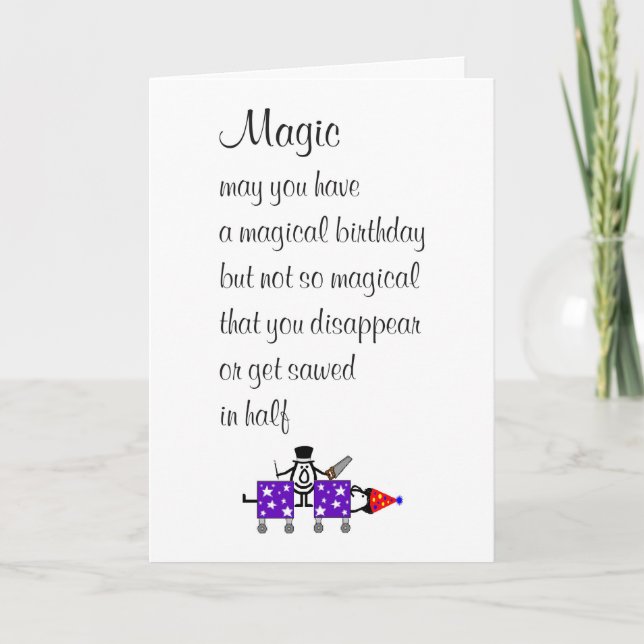 Magic A Funny Happy Birthday Poem Card (Front)