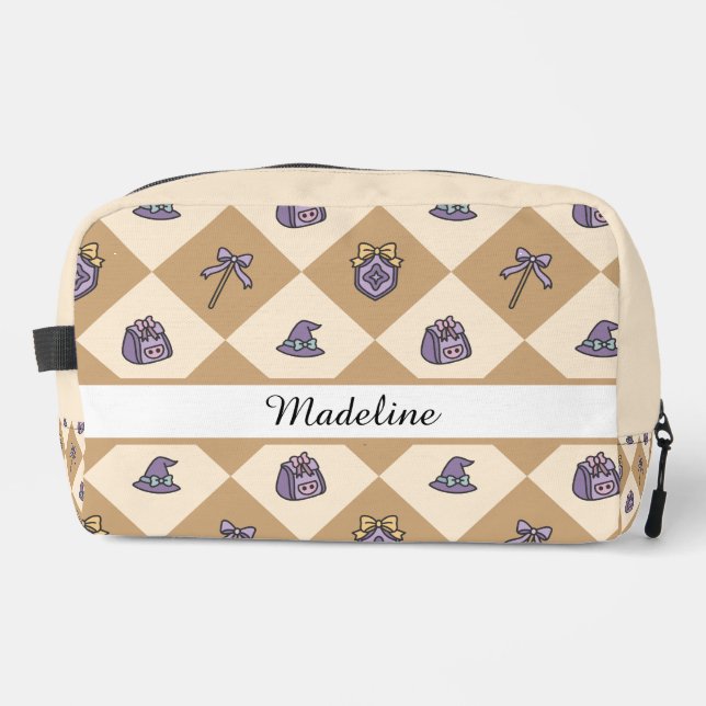 Magic Academy Wizard School Name Travel  Gold Dopp Kit (Front)