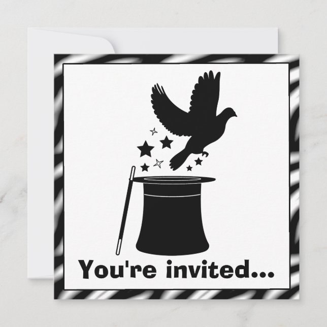 Magic Act: Dove, Hat and Stars Birthday Invitation (Front)