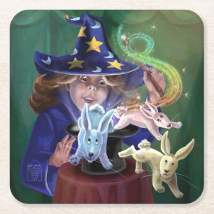 Magic Act Square Paper Coaster