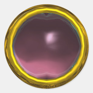 MAGIC AMETHYST , bright vibrant yellow purple pink Classic Round Sticker