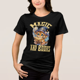 Magic and Books Cat Tri-Blend Shirt