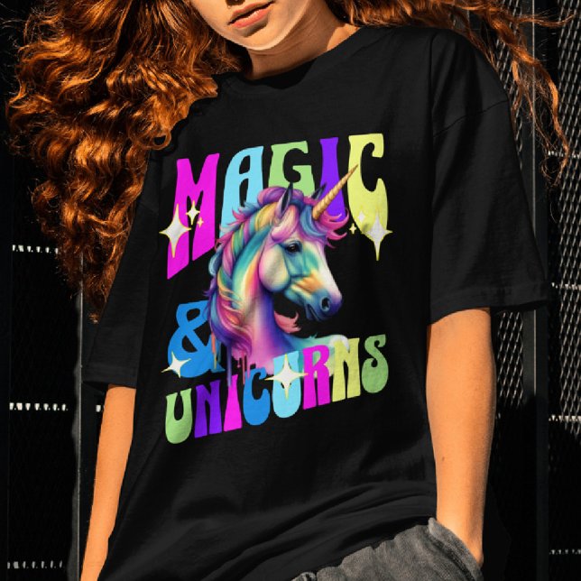 Magic and Unicorns Rainbow Colours T-Shirt (Creator Uploaded)