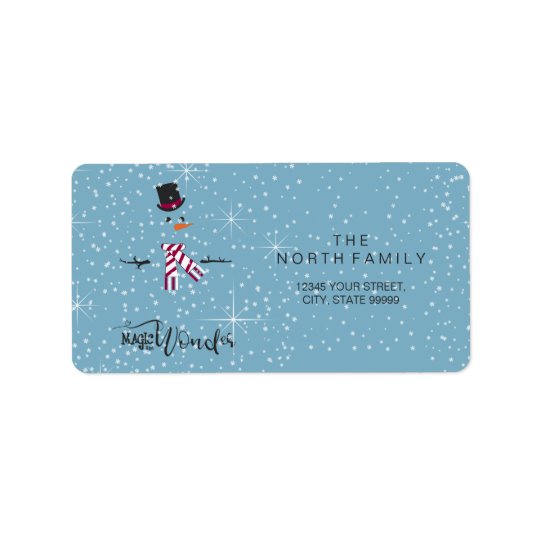 Magic and Wonder Christmas Snowman Blue ID440 Address Label