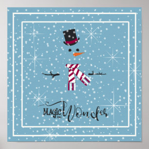 Magic and Wonder Christmas Snowman Blue ID440 Poster